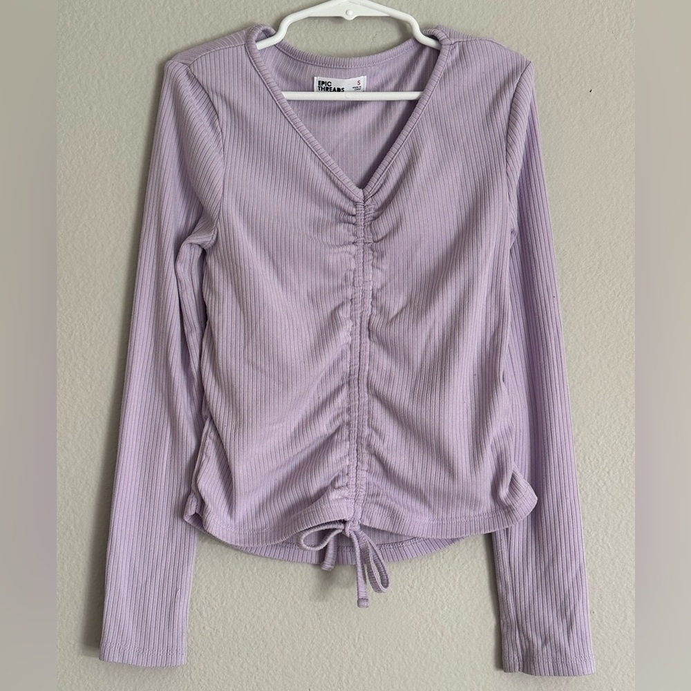 Ruched Lavender Long Sleeve Top